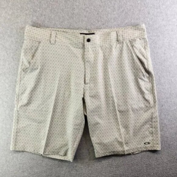 Oakley Shorts Mens 38 Gray Geometric Print Golf Performance West Coast Prep - Picture 1 of 13